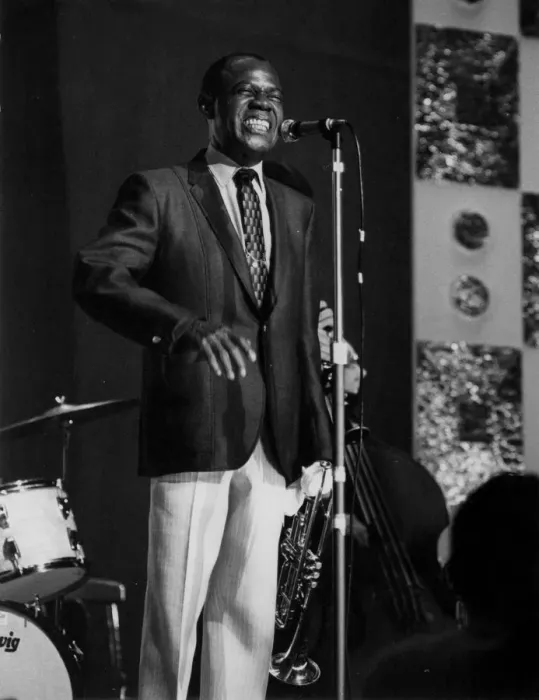 Framed Print : Louis Armstrong on stage, Hammersmith Odeon, London, 1968. Creator: Brian Foskett Framed Print : Louis Armstrong on stage, Hammersmith Odeon, London, 1968. Creator: Brian Foskett