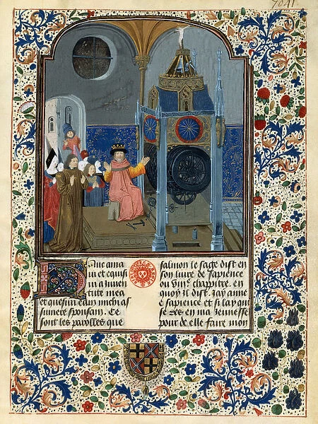 Louis de Gruuthuse before an astronomical clock (From: Horloge de Sapience by Henri Suso), ca