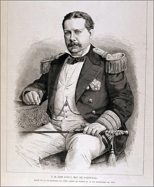 Louis I of Braganza (1838-1889), king of Portugal, engraving in the Ilustracion