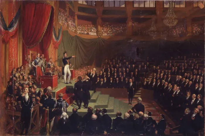 Framed Print : Louis-Philippe I is sworn in as king before the Chamber of Deputies, 9th August 1830, 1831. Creator: Court, Joseph-Désiré (1797-1865) Framed Print : Louis-Philippe I is sworn in as king before the Chamber of Deputies, 9th August 1830, 1831. Creator: Court, Joseph-Désiré (1797-1865)