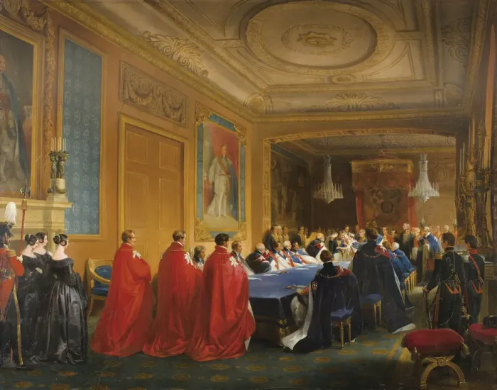 Framed Print : Louis-Philippe receiving the Order of the Garter from the hands of a young Queen Victoria, 1844. Artist: Gosse, Nicolas-Louis-Francois (1787-1878) Framed Print : Louis-Philippe receiving the Order of the Garter from the hands of a young Queen Victoria, 1844. Artist: Gosse, Nicolas-Louis-Francois (1787-1878)