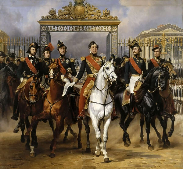 Louis Philippe and his sons to horse at this leave Versailles of lock, June 10, 1837. Artist: Vernet, Horace (1789-1863)