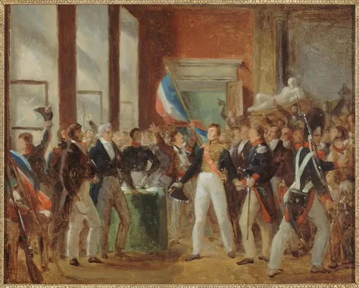 Framed Print : Louis-Philippe taking the oath at the Hotel de Ville, July 31, 1830, c1830. Creator: Unknown Framed Print : Louis-Philippe taking the oath at the Hotel de Ville, July 31, 1830, c1830. Creator: Unknown