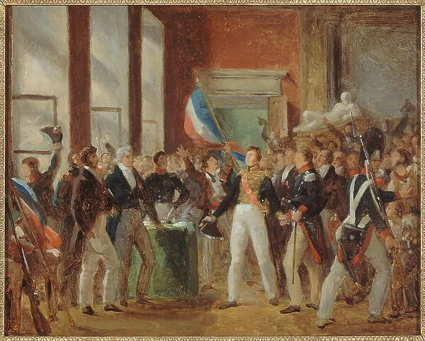 Louis-Philippe taking the oath at the Hotel de Ville, July 31, 1830, c1830. Creator: Unknown