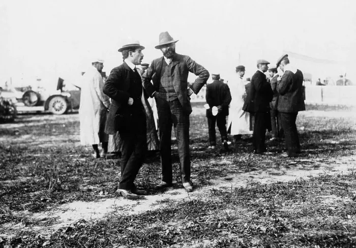 Framed Print : Louis Renault (to the left) and Edouard Michelin at the French Grand Prix, Dieppe, 1908 Framed Print : Louis Renault (to the left) and Edouard Michelin at the French Grand Prix, Dieppe, 1908