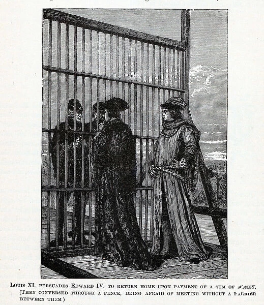 Louis XI persuades Edward IV to return home of a sum of money, 1882. Artist: Anonymous