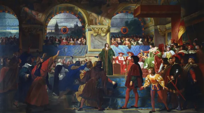 Framed Print : Louis XII proclaimed Father of the People at the States General of Tours, 1506, c1819-c1861. Artist: Jean Louis Bezard Framed Print : Louis XII proclaimed Father of the People at the States General of Tours, 1506, c1819-c1861. Artist: Jean Louis Bezard