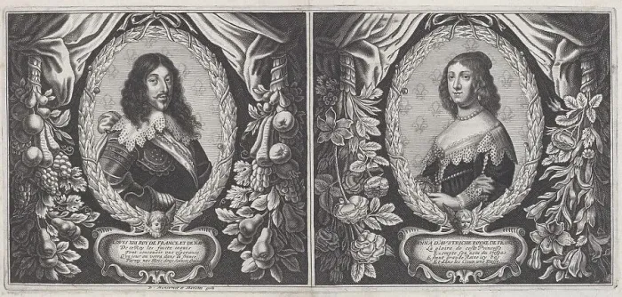Framed Print : Louis XIII and Anna d'Austriche, 1643. Creators: Balthasar Moncornet, Pierre Mariette Framed Print : Louis XIII and Anna d'Austriche, 1643. Creators: Balthasar Moncornet, Pierre Mariette