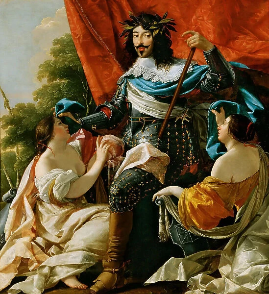 Louis XIII Between Two Figures Symbolizing France and Navarre, 1635. Creator: Vouet, Simon (1590-1649)