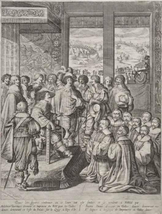 Framed Print : Louis XIII Receiving a Deputation of Magistrates. Creator: Abraham Bosse (French, 1602-1676)