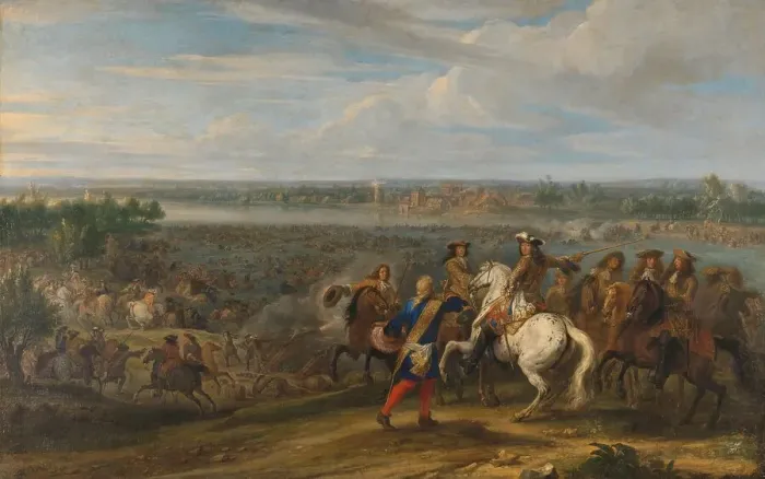 Framed Print : Louis XIV Crossing into the Netherlands at Lobith, 1672-1690. Creator: Adam Frans van der Meulen Framed Print : Louis XIV Crossing into the Netherlands at Lobith, 1672-1690. Creator: Adam Frans van der Meulen