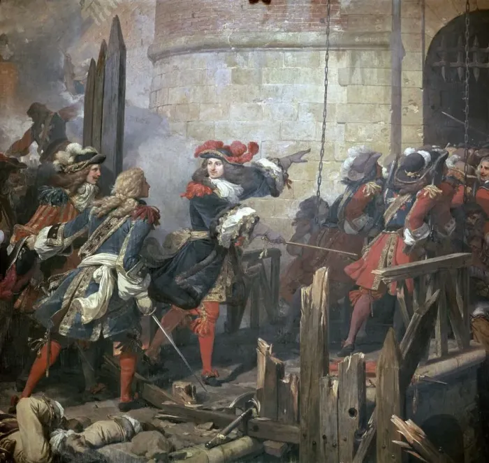 Framed Print : Louis XIV leads the assault of Valenciennes, 17th century Framed Print : Louis XIV leads the assault of Valenciennes, 17th century