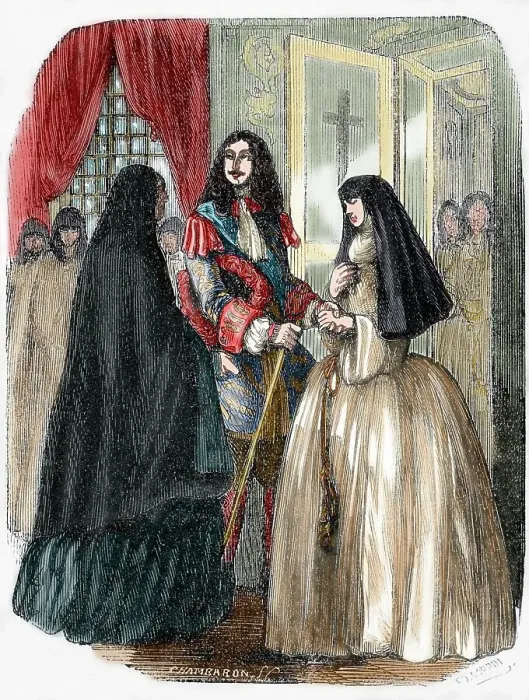 Framed Print : Louis XIV and his mistress Louise de La Valliere, 19th century. Creator: Unknown Framed Print : Louis XIV and his mistress Louise de La Valliere, 19th century. Creator: Unknown