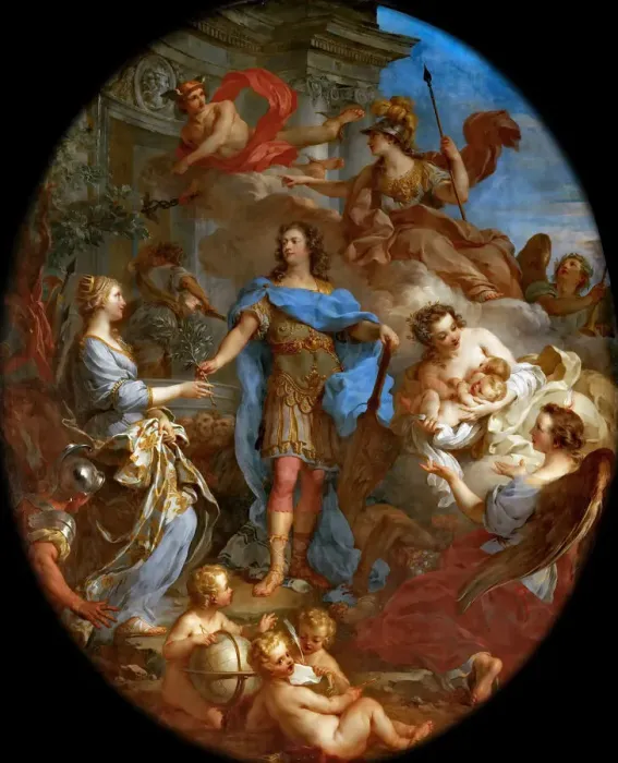 Framed Print : Louis XV Bringing Peace to Europe. Artist: Le Moyne, Francois (1688-1737) Framed Print : Louis XV Bringing Peace to Europe. Artist: Le Moyne, Francois (1688-1737)