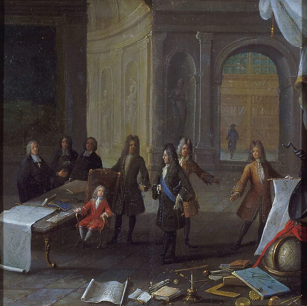 Louis XV as a child receiving a lesson, in the presence of Cardinal de Fleury and the... c1715-1725 Creator: Unknown