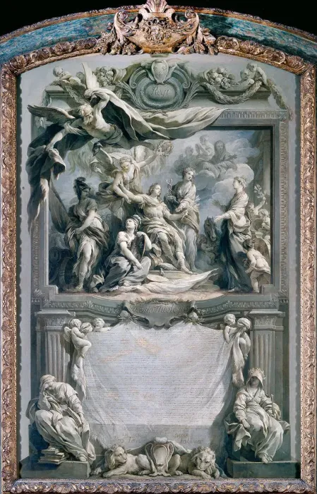 Framed Print : Louis XV gives peace to Europe. Artist: Le Moyne, Francois (1688-1737) Framed Print : Louis XV gives peace to Europe. Artist: Le Moyne, Francois (1688-1737)