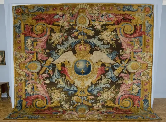 Framed Print : Louis XV Savonnerie Carpet with Royal Arms, c. 1740-1750. Creator: Royal Savonnerie Manufactory Framed Print : Louis XV Savonnerie Carpet with Royal Arms, c. 1740-1750. Creator: Royal Savonnerie Manufactory