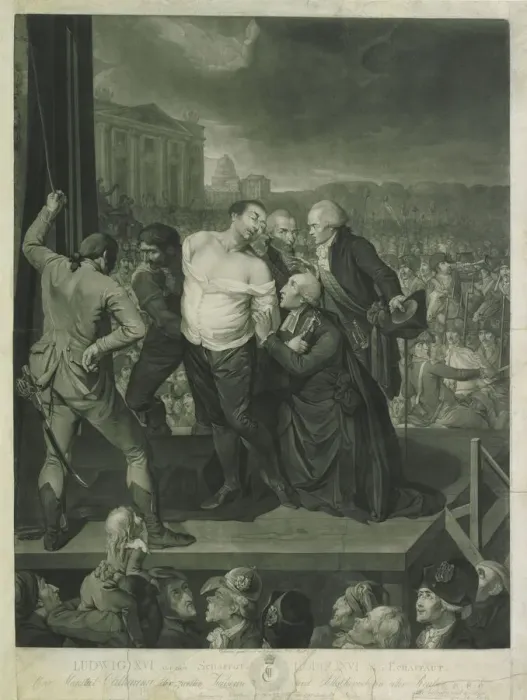 Framed Print : Louis XVI on the Scaffold, 1795. Creator: Huck, Johann Gerhard (1758-1811) Framed Print : Louis XVI on the Scaffold, 1795. Creator: Huck, Johann Gerhard (1758-1811)