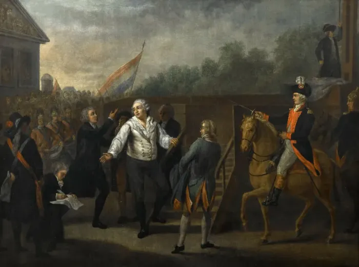 Framed Print : Louis XVI before the scaffold. Artist: Benazech, Charles (1767-1794) Framed Print : Louis XVI before the scaffold. Artist: Benazech, Charles (1767-1794)