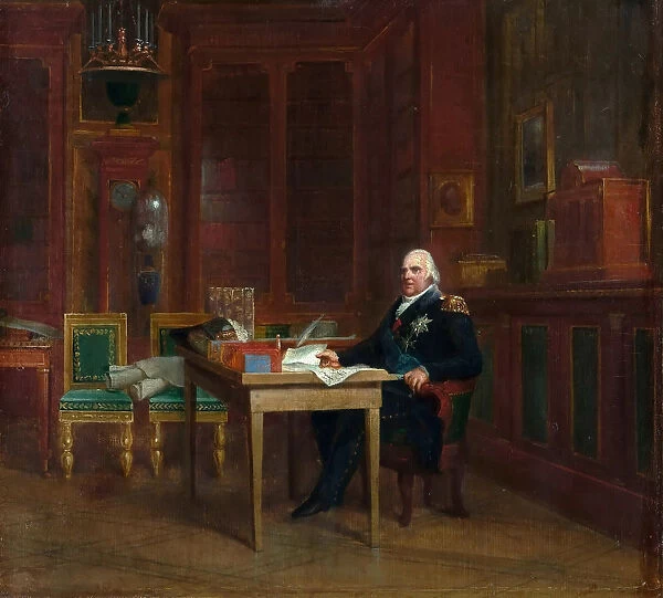 Louis XVIII (1755-1824) in his Study at the Tuileries. Artist: Gerard, Francois Pascal Simon (1770-1837)