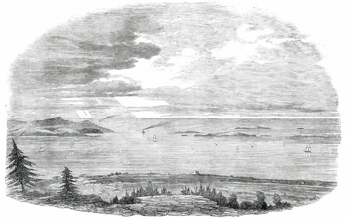 Framed Print : Louisburg Harbour, Cape Breton, 1850. Creator: Unknown Framed Print : Louisburg Harbour, Cape Breton, 1850. Creator: Unknown