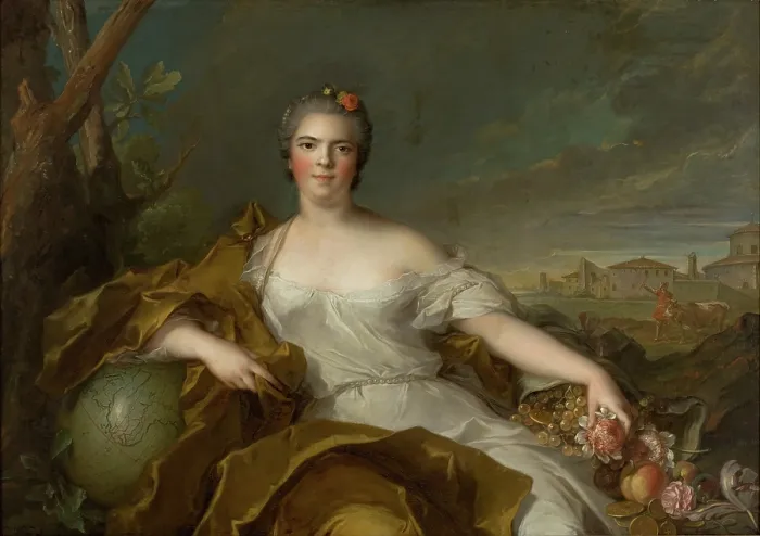 Framed Print : Louise Elisabeth of France (1727-1759), Duchess of Parma - The Earth, 1750. Creator: Nattier, Jean-Marc (1685-1766) Framed Print : Louise Elisabeth of France (1727-1759), Duchess of Parma - The Earth, 1750. Creator: Nattier, Jean-Marc (1685-1766)