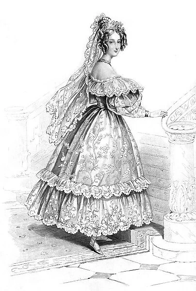 Louise-Marie, Queen of the Belgians, in her wedding dress, 1832. Artist: Charles Achille d Hardiviller