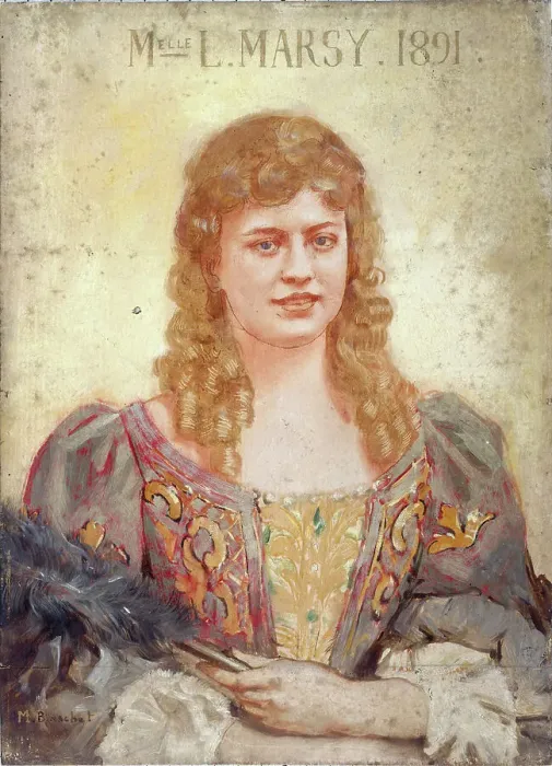 Framed Print : Louise Marsy (1866-1942), member of the Comédie-Française, in stage costume, c1891. Creator: Marcel Baschet Framed Print : Louise Marsy (1866-1942), member of the Comédie-Française, in stage costume, c1891. Creator: Marcel Baschet