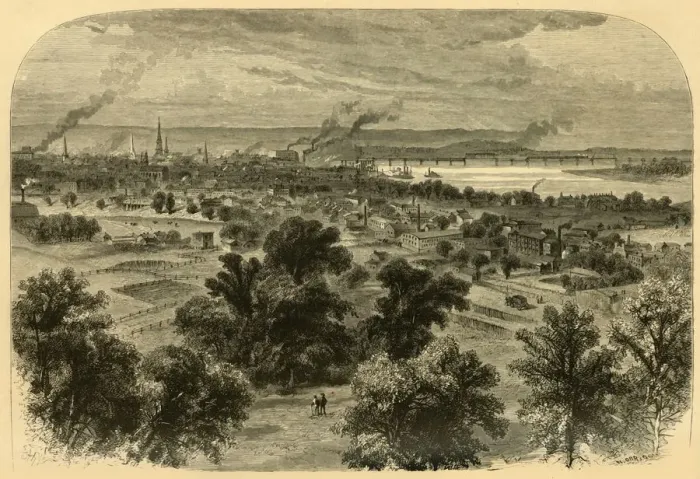 Framed Print : Louisville, from the Blind Asylum, 1874. Creator: Nathaniel Orr Framed Print : Louisville, from the Blind Asylum, 1874. Creator: Nathaniel Orr