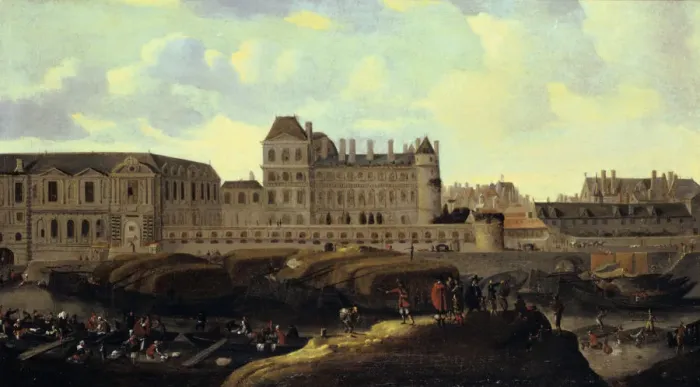 Framed Print : Louvre and Petit Bourbon seen from the Seine, Paris, 17th century. Artist: Reinier Zeeman Framed Print : Louvre and Petit Bourbon seen from the Seine, Paris, 17th century. Artist: Reinier Zeeman