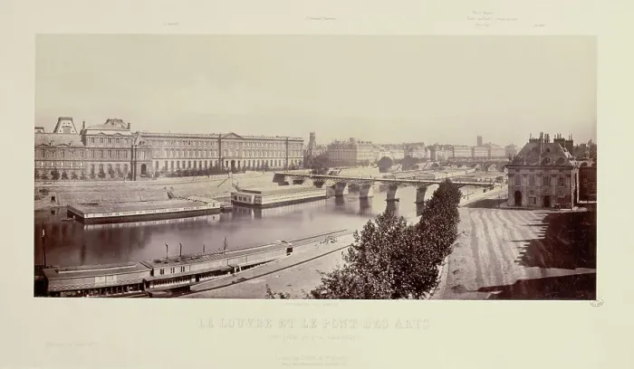 Framed Print : The Louvre and Pont des Arts. View taken from the Malaquais quay, between 1850 and 1860. Creators: Frederic Martens, Goupil and Co Framed Print : The Louvre and Pont des Arts. View taken from the Malaquais quay, between 1850 and 1860. Creators: Frederic Martens, Goupil and Co