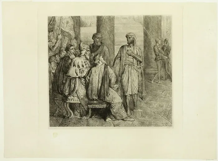 Framed Print : She Lov'd Me for the Dangers, plate three from Othello, 1844. Creator: Theodore Chasseriau Framed Print : She Lov'd Me for the Dangers, plate three from Othello, 1844. Creator: Theodore Chasseriau