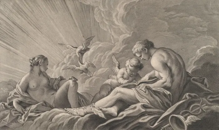 Framed Print : Love Instructed By Mercury, 18th century. Creator: Pierre Francois Basan Framed Print : Love Instructed By Mercury, 18th century. Creator: Pierre Francois Basan