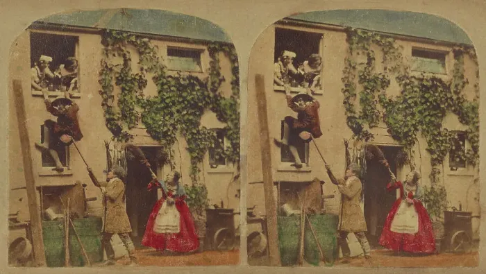 Framed Print : Love Laughs at Danger, about 1865. Creator: London Stereoscopic & Photographic Co Framed Print : Love Laughs at Danger, about 1865. Creator: London Stereoscopic & Photographic Co