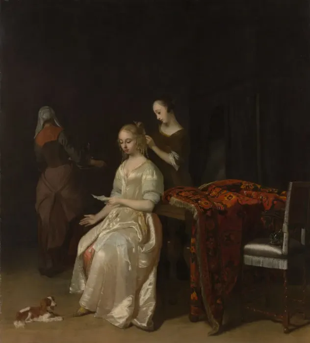Framed Print : The Love Letter, early 1670s. Creator: Jacob Ochtervelt Framed Print : The Love Letter, early 1670s. Creator: Jacob Ochtervelt