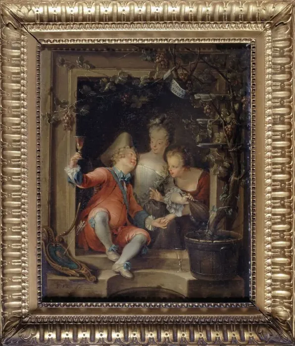 Framed Print : Love in love, between 1695 and 1778. Creator: Franois Eisen Framed Print : Love in love, between 1695 and 1778. Creator: Franois Eisen