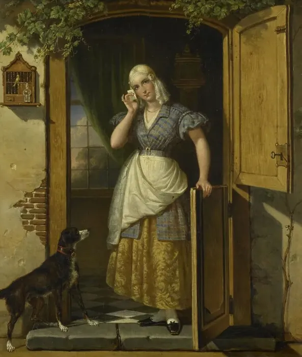 Framed Print : Love Note, 1838. Creator: Johannes Hendrik van West Framed Print : Love Note, 1838. Creator: Johannes Hendrik van West