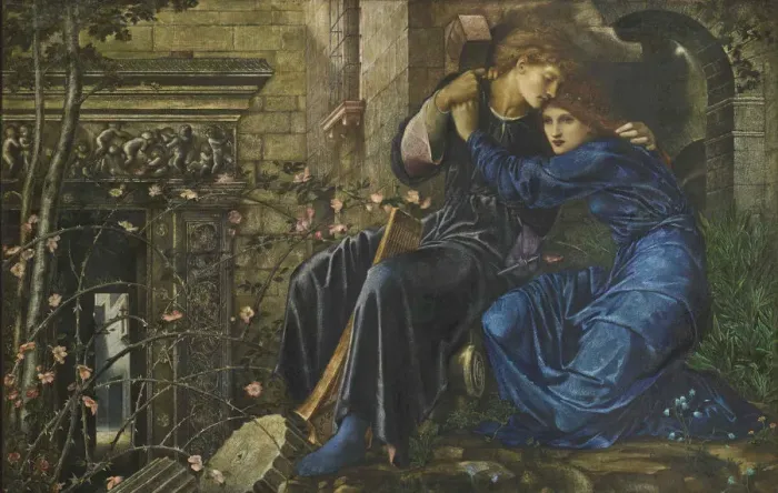 Framed Print : Love among the Ruins, 1870-1873. Creator: Burne-Jones, Sir Edward Coley (1833-1898) Framed Print : Love among the Ruins, 1870-1873. Creator: Burne-Jones, Sir Edward Coley (1833-1898)