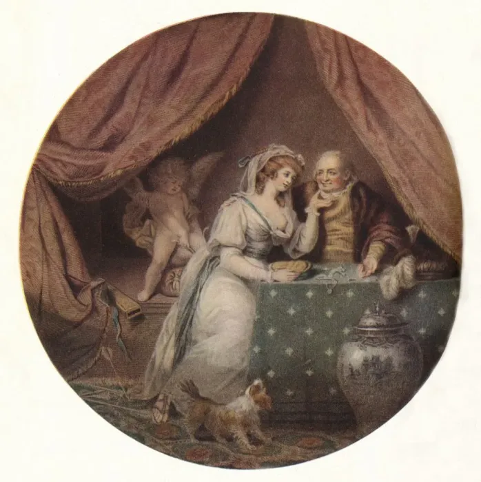 Framed Print : Love Vanquished By Avarice, c1790. Artist: John Raphael Smith Framed Print : Love Vanquished By Avarice, c1790. Artist: John Raphael Smith
