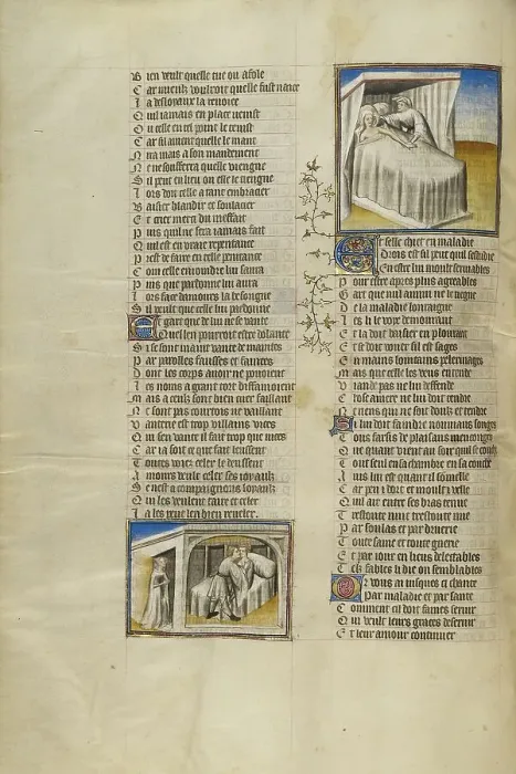 Framed Print : A Lover Entering the Bedroom of his Beloved: A Lover Finding the Pulse of his Beloved, about 1405. Creator: Unknown Framed Print : A Lover Entering the Bedroom of his Beloved: A Lover Finding the Pulse of his Beloved, about 1405. Creator: Unknown