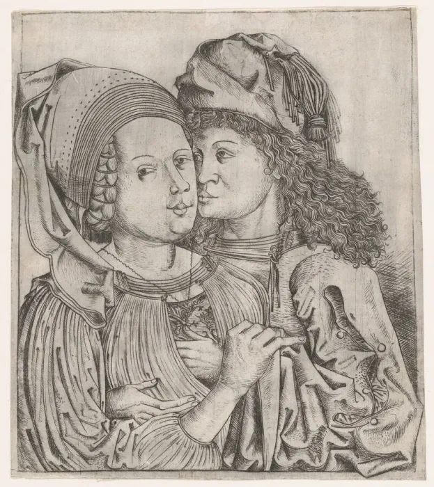 Framed Print : The Lovers, 15th century. Creator: Monogrammist b. g Framed Print : The Lovers, 15th century. Creator: Monogrammist b. g