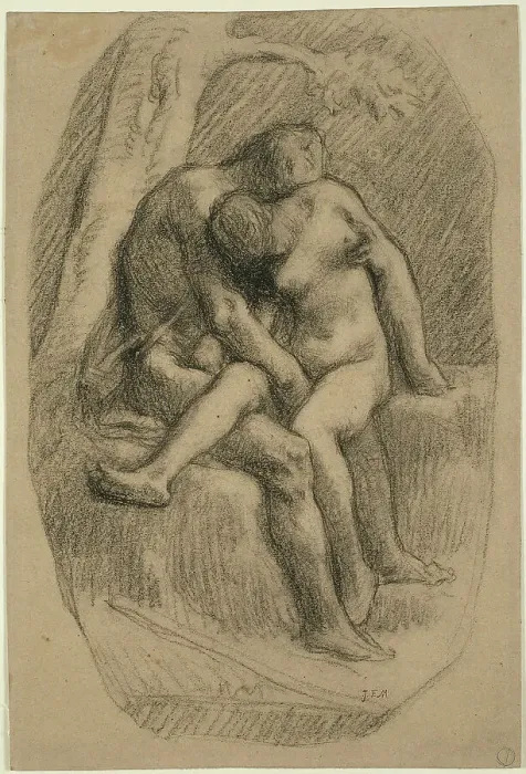 Framed Print : The Lovers, 1846 / 50. Creator: Jean Francois Millet Framed Print : The Lovers, 1846 / 50. Creator: Jean Francois Millet