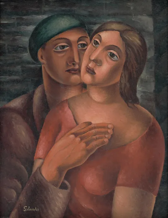 Framed Print : Lovers, 1926. Creator: Mikulas Galanda Framed Print : Lovers, 1926. Creator: Mikulas Galanda