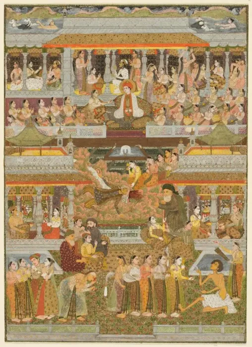 Framed Print : Lovers and beloveds: A composite of scenes from Persian, Urdu, and Sanskrit literature, c Framed Print : Lovers and beloveds: A composite of scenes from Persian, Urdu, and Sanskrit literature, c