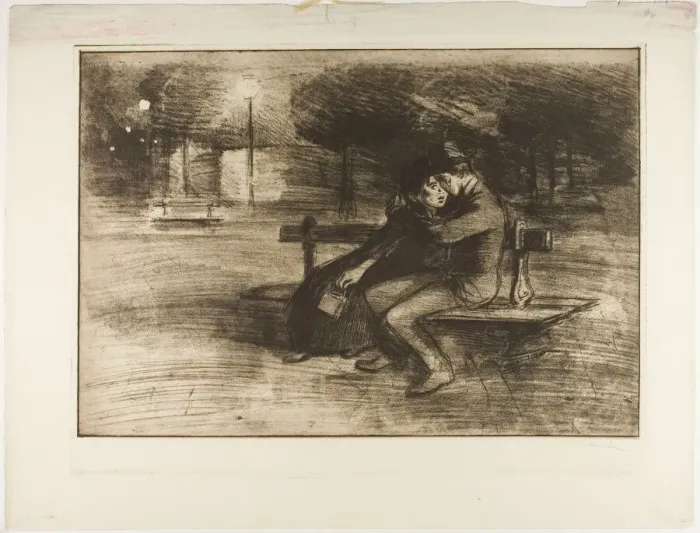 Framed Print : Lovers on a Bench, 822. Creator: Theophile Alexandre Steinlen Framed Print : Lovers on a Bench, 822. Creator: Theophile Alexandre Steinlen