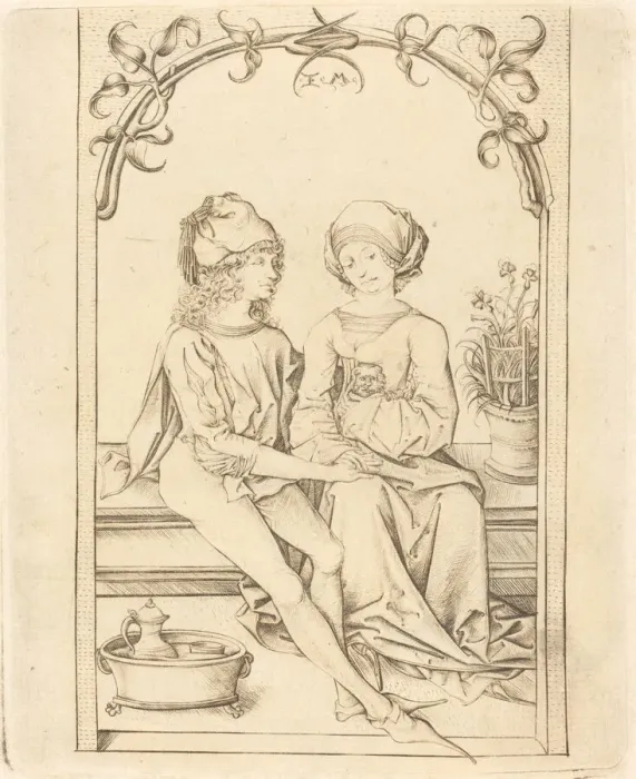 Framed Print : The Lovers, c. 1490. Creator: Israhel van Meckenem Framed Print : The Lovers, c. 1490. Creator: Israhel van Meckenem