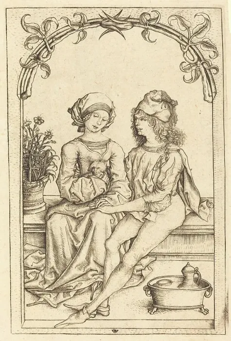 Framed Print : The Lovers, c. 1490. Creator: Wenzel von Olmutz Framed Print : The Lovers, c. 1490. Creator: Wenzel von Olmutz