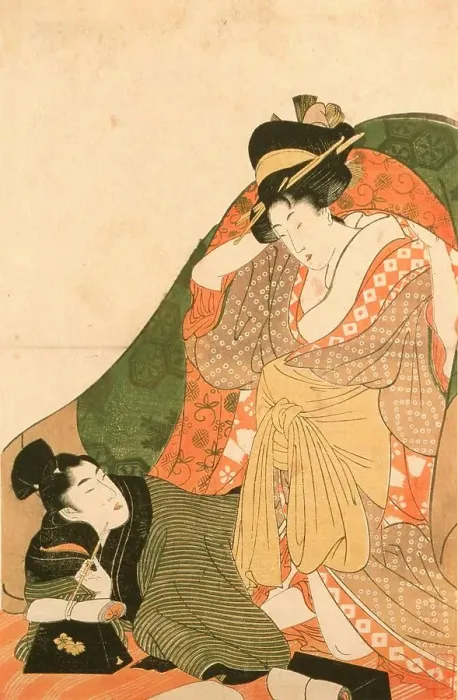 Framed Print : Lovers under a Futon, c1800. Creator: Kitagawa Utamaro Framed Print : Lovers under a Futon, c1800. Creator: Kitagawa Utamaro