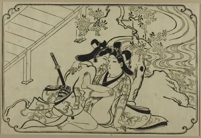 Framed Print : Lovers in the Garden, from an Untitled Series of Erotic Prints, c. 1673 / 81 Framed Print : Lovers in the Garden, from an Untitled Series of Erotic Prints, c. 1673 / 81