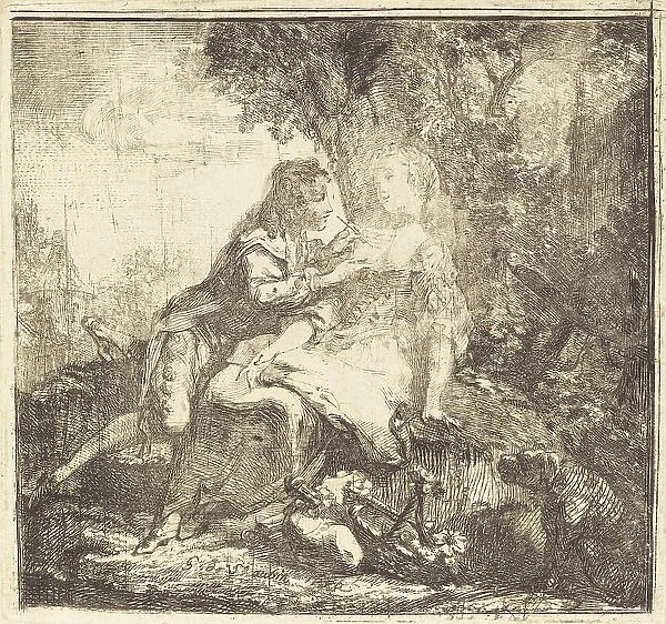 The Two Lovers (Les deux amants), 1750. Creator: Gabriel de Saint-Aubin